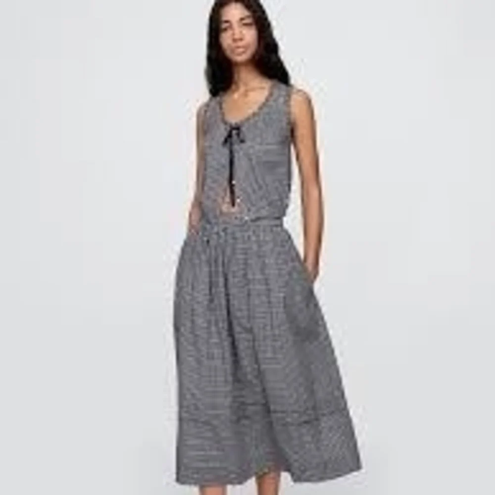 Gap X Doen Gingham Navy & White Maxi Skirt - Picture 1 of 7